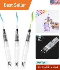 Professional Set of 3 Watercolor Brush Pens with Nylon Bristles for Blending