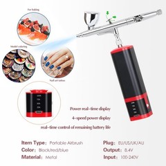 Color Peak Cordless Airbrush Kit Air Brush Holder Replaceable 2Pcs Batteries