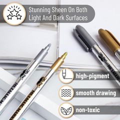Versatile Metallic Paint Markers – 6 Pack in Silver & Gold for Stunning Effects