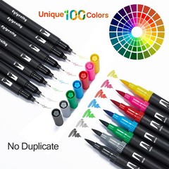 Colored Markers for Adult Coloring Books, Dual Tip Brush Pens with 100 Waterc…