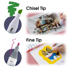 Alcohol Markers for Drawing Coloring 48 Colors Dual-tip Fine and Chisel Tips