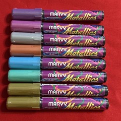 Lot 8 Marvy Metallics Water Based Pigmented Ink Gold Copper Silver Blue SEALED