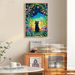 Framed Paint by Numbers Kit for Adults Beginner & Kids Ages 8-12, Black Cat Pain