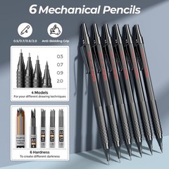 Art Drawing Supplies Kit with Mechanical Pencils Micron Pens and Sketchbook in