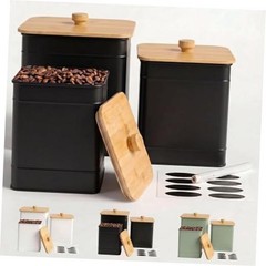Kitchen Canisters for Countertop Set of 3 with Customizable Chalkboard Black