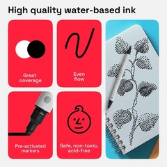 Acrylic Paint Pens Black Dual Tip 5mm Dot 1mm Fine Markers 5 PCS