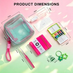 Mini Watercolor Paint Set Portable Kit 12 Colors Pocket Mesh Bag Sketchbook