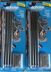 2-Pack – Prismacolor Scholar Graphite Pencil Drawing Set – 4 Pencils & 1 Eraser
