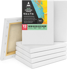 Stretched Canvas, 5 X 7 Inches, Pack of 12, Blank White Canvas for Painting for