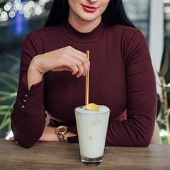 12-Pack Stainless Steel Straws Reusable with Case – Metal Drinking Straws Gold