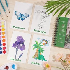 36 Sheets Pads 5.5×8.5”, 140 lb/300 GSM Cold Press Water Color , Spiral Bound…