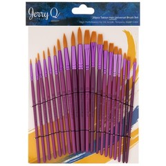 Jerry Q Art 20 pcs Golden Taklon Universal Brush Set for Watercolor, Acrylic,…