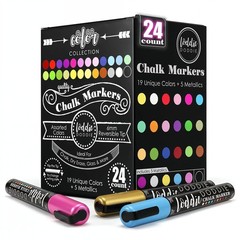 Chalk Markers Pack of 24, 6mm Reversible Tips Liquid Chalk Pens for Glass S…