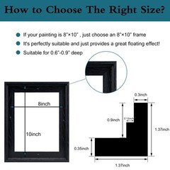 Canvas Floater Frame for 9″x12″ Paintings, Floating Frame for 0.6″-0.9″ Depth…