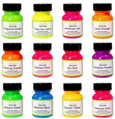 Angelus Acrylic Leather Paint Neon Kit 12 Colors 1 oz Set for Shoes & Crafts