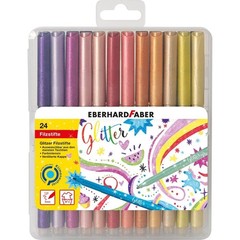 Eberhard Faber 551024 Glitter Felt Tip Pens in 24 Bright Colours, Lead Thickness