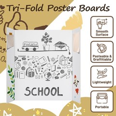 12 Pcs Medium Trifold Poster Board, 26 x 17 inches with Double Sided Tapes an…