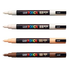 Paint Markers Set of 4 Warm Neutral Tones; 3M Fine Markers with Reversible Ti…