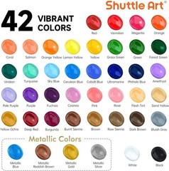 42-Color Acrylic Paint Set with 12 Brushes, Waterproof, Non-Toxic, for Artist…