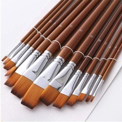 Paint Brushes Nylon Hair 13Pcs Flat Head Long Handle Acrylic Paint Brush Set for