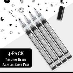 Pinturale Arts Extra Fine Tip Paint Pen | Set 4 Paint Pen Extra Fine Tip Black