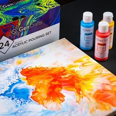 24 Color Acrylic Pouring Paint Set – Non-Toxic & Ready to Pour – 60 ml