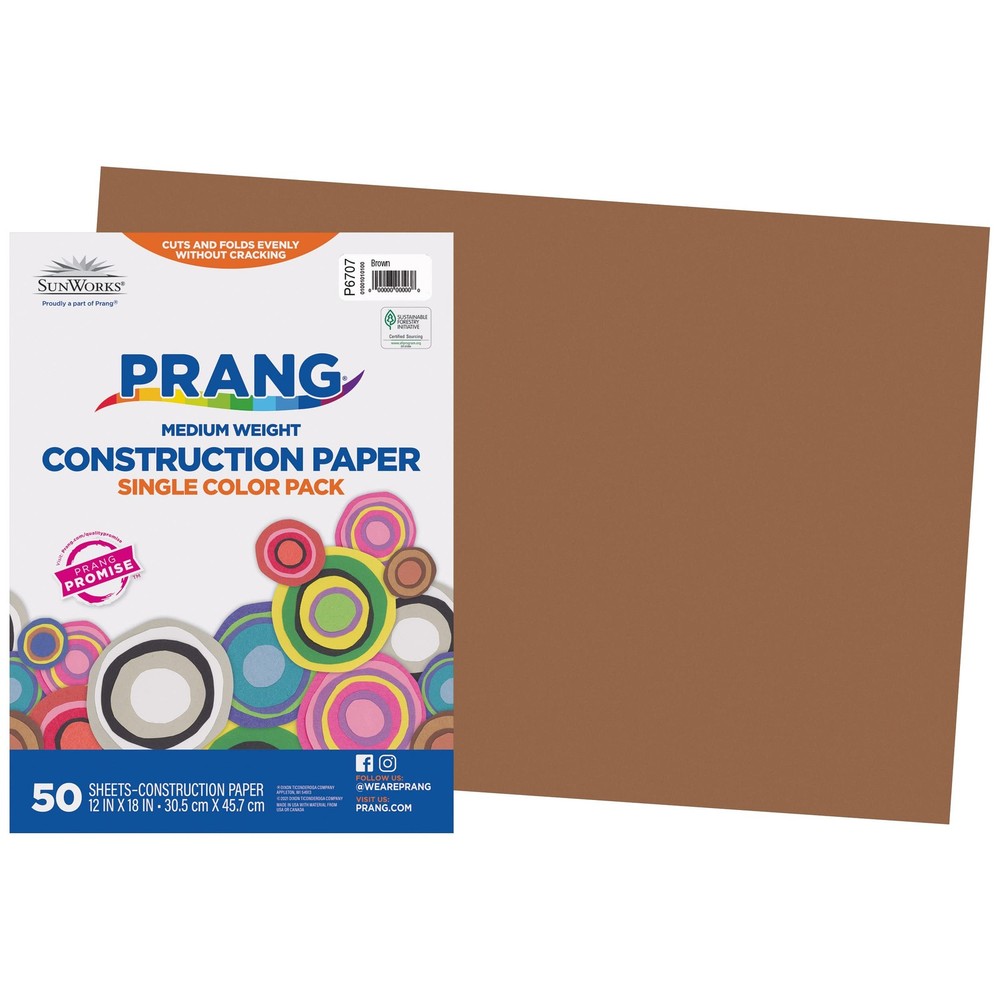 Prang (Formerly SunWorks) Construction Paper, 50 Sheets (Pack of 1), Brown