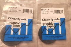 Lot Of 2 Chartpak Chart Tape – BG1251M 1/8 Matte Black Gemba Board White Board
