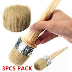 3Pcs 50mm Round Bristle Wooden Handle Chalk Oil Paint Painting Wax Brush Tool