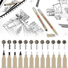 Micro Fineliner Drawing Art Pens: 12 Black Fine Line Waterproof Ink Set Artis…
