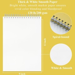 Marker Paper Sketchbook 9″X12″, 120lb/200gsm Thick Marker Paper, 60 Sheets Ac…