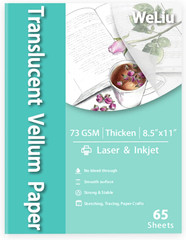 Weliu Vellum Paper 8.5 X 11 Translucent Printable 65 Sheets for Tracing 50LBS/73