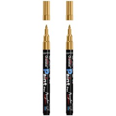 Gold Acrylic Paint Pens 2 Pack, 0.7mm Extra Fine Tip Metallic Permanent Marke…