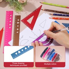 8 Pcs Geometry Drafting Tool, Math Tool Includes 15cm l Ruler, Navy Blue