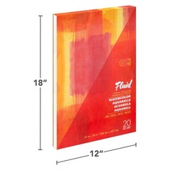 Fluid Watercolor Fold Over Pad, 12 x 18 inches, 20 White 12×18 Inches,