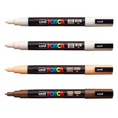 Paint Markers Set Of 4 Warm Neutral Tones 3m Fine Markers With Reversible Tips M