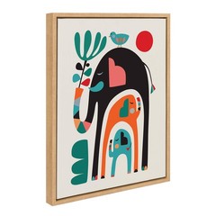 Kate and Laurel Sylvie Three Elephants Framed Canvas Wall Art by Rachel Lee o…