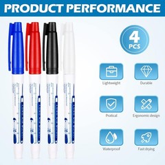 4 Pcs Deep Markers Long Nose Waterproof Deep Hole Marker Carpenter Ink 30 mm…