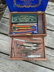 Antique Winsor & Newton Mahogany Artists Box – Pencils Pastels & Drawing Tools