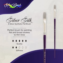 Silver Silk 88 Flat Paintbrush Size 6 Long Handle for Acrylic Watercolor