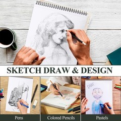 Utron 9″x12″ Sketchbook Drawing, Top Spiral 1 Pack | 9″ x 12″, White