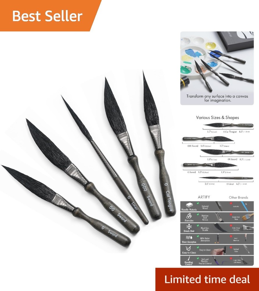 ARTIFY 5-Piece Pinstriping Brush Set – Squirrel & Goat Hair for Artists