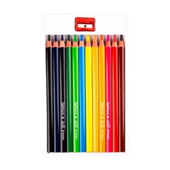 Vertex 12 Jumbo Colored Pencils Set Wood Drawing Art School Supplies + Sharpener