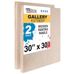 30″ x 30″ Gallery 1-1/2″ Profile Depth Artist Wood Pouring Panel Boards 2-Pack