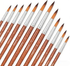 12Pcs Artist Paint Brushes Set Professional Brush Wooden Oil Acrylic Watercolour