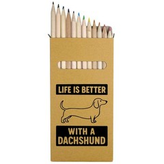 12 x ‘Life is Better With a Dachshund’ Long Colour Pencils (PE00080559)