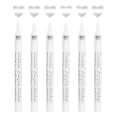 6 White Acrylic Paint Markers, 0.7mm Extra Fine Tip 6 White Acrylic Markers
