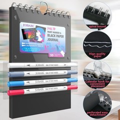 Black Sketchbook Set：5.5″ x 8.5″ 100GSM Aicd-35 Sheets Black Sketchbook & 4 D…