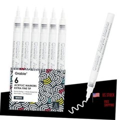 6 White Acrylic Paint Markers, 0.7mm Extra Fine Tip 6 White Acrylic Markers