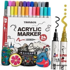 24 Color Bold and Fine Dual-tip Acrylic Paint Pen Set for Canvas 24 Colors